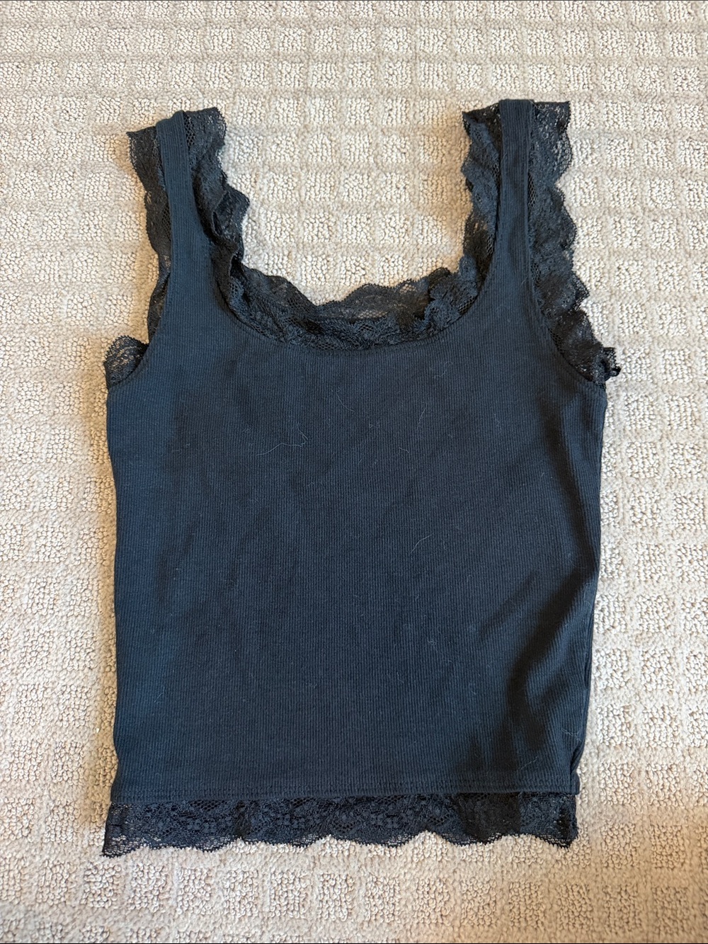 Black Lace Trim Camisole Tank Top - Women